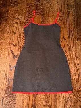 Zara Black Mini Dress with Red Trim